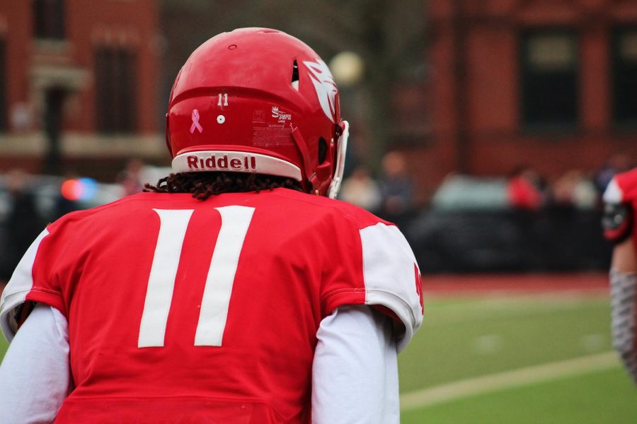Nazaiah Paul, '20 preparing to enter the game.  